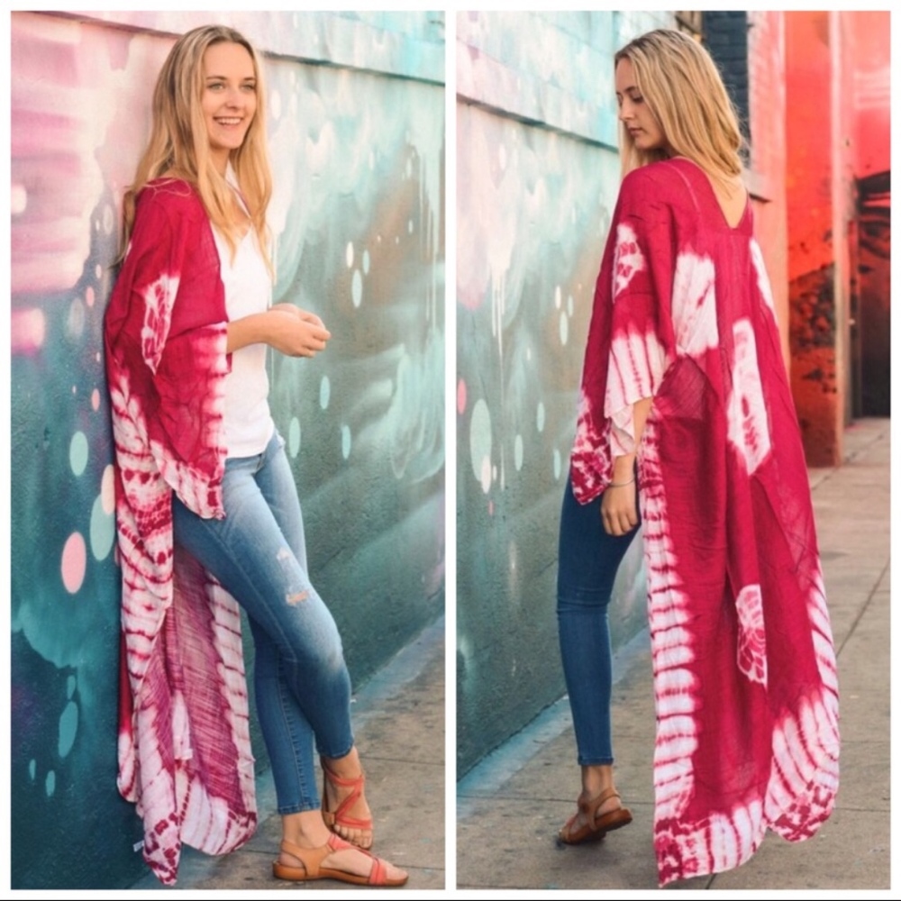 Berry Tie Dye Duster Kimono